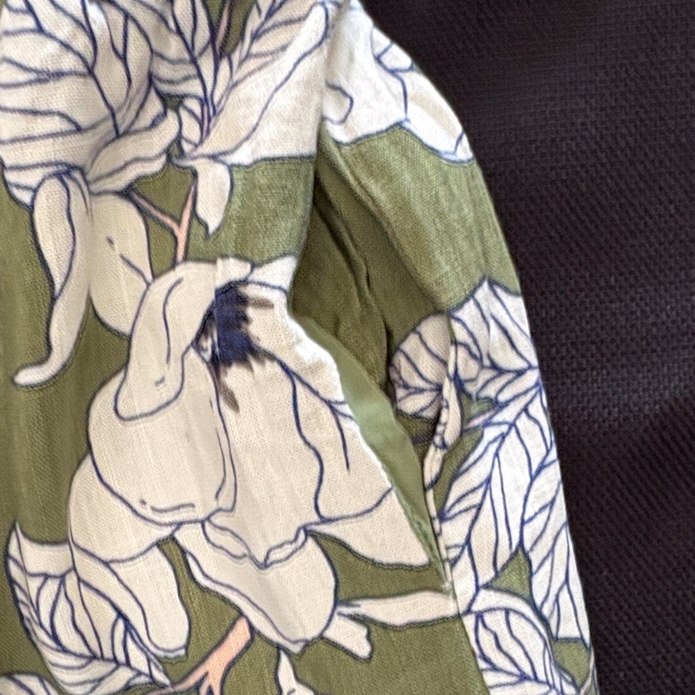 ILLA ILLA Olive Green Floral Wide Leg Pants with Cream Print - Picture 4 of 9